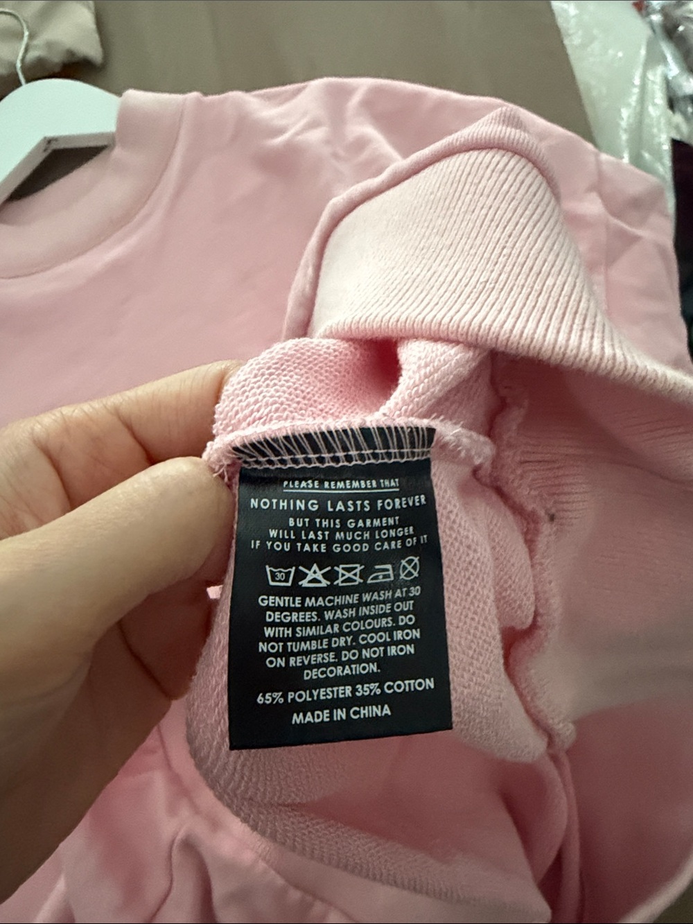 Lazy Oaf Pink Crewneck Sweatshirt with Navy Trim Detail - Picture 5 of 8